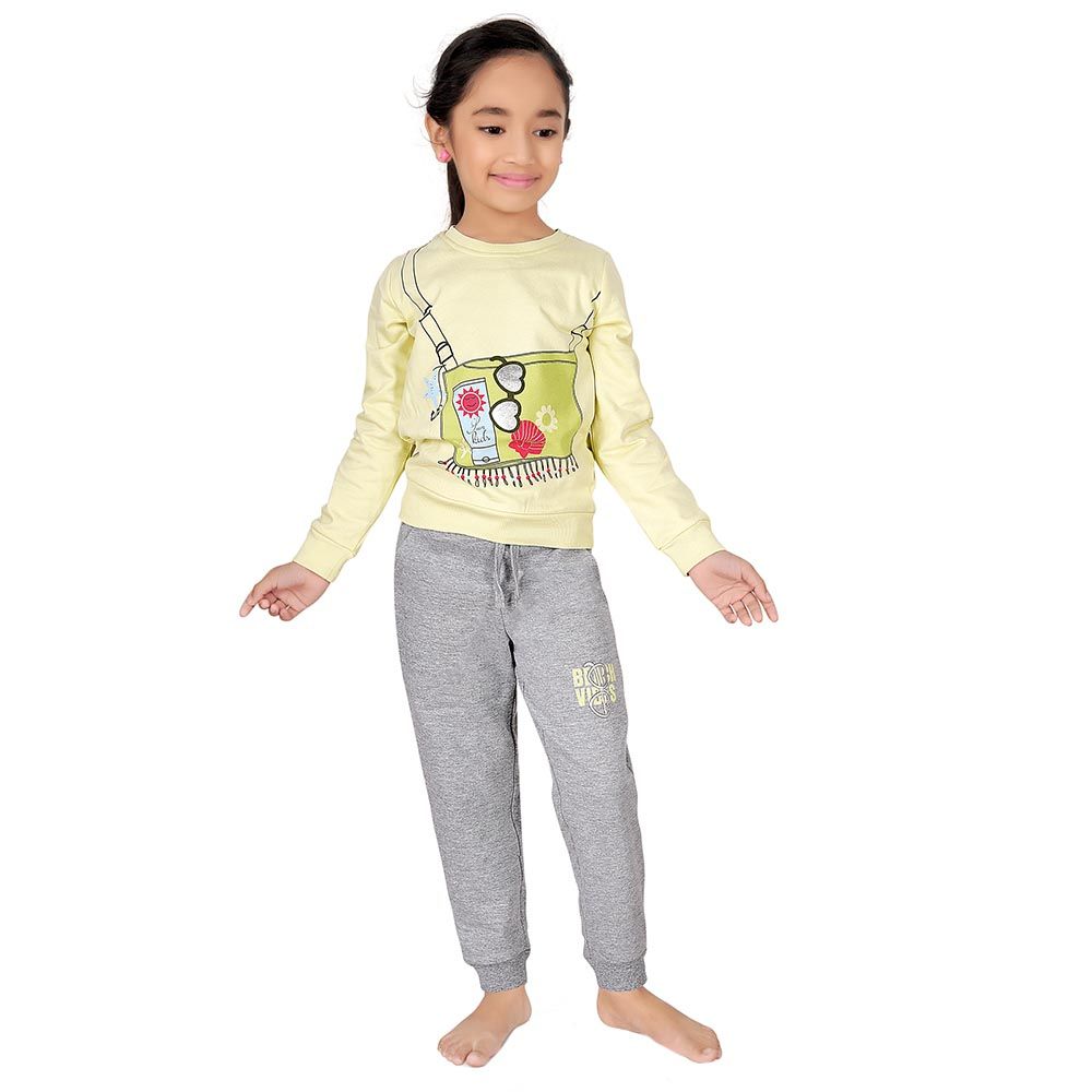 Genius 2pc Set Girls Sweatshirt W Joggers Lime Grey